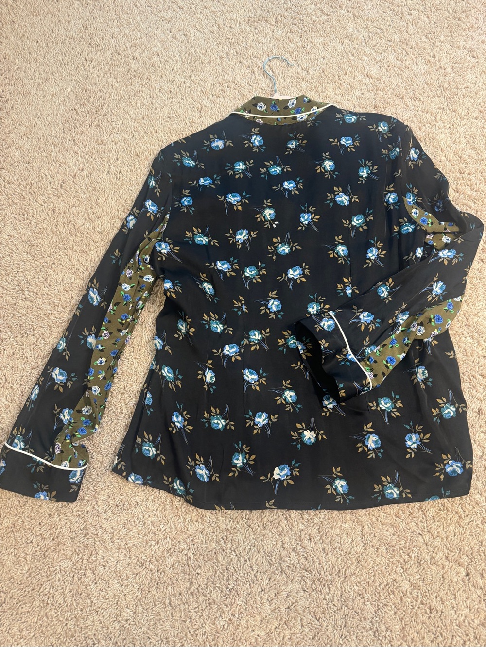 NWT Sandro Paris Crepe & Satin Noisette Shirt In Black Floral Size 3 - Picture 8 of 11